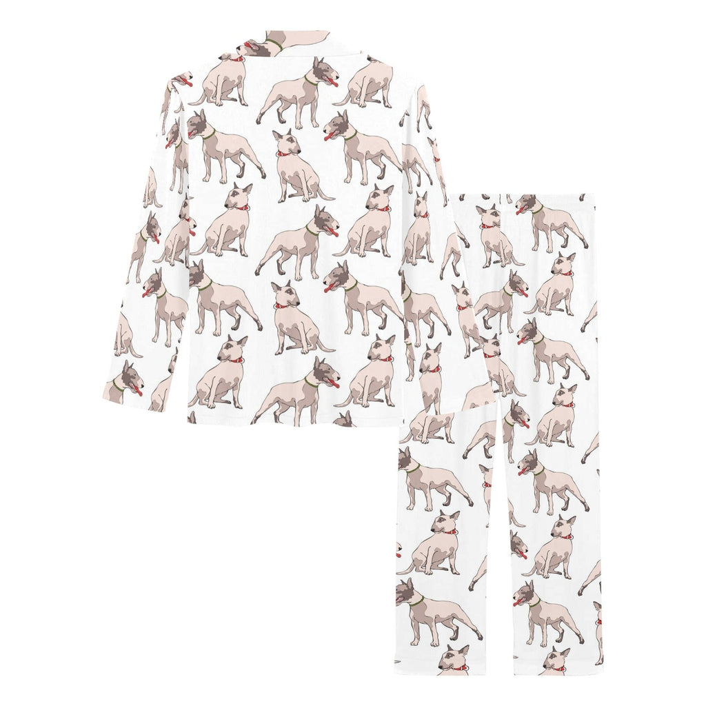 Bull Terrier Pattern Print Design 04 Women's Long Pajama Set