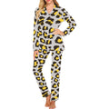 Gray Leopard print pattern Women's Long Pajama Set