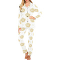Gold Ornamental lotue waterlily symbol pattern Women's Long Pajama Set