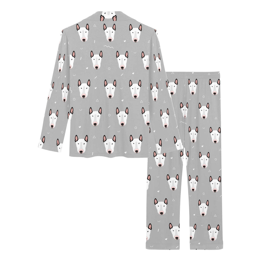 Bull Terrier Pattern Print Design 05 Women's Long Pajama Set