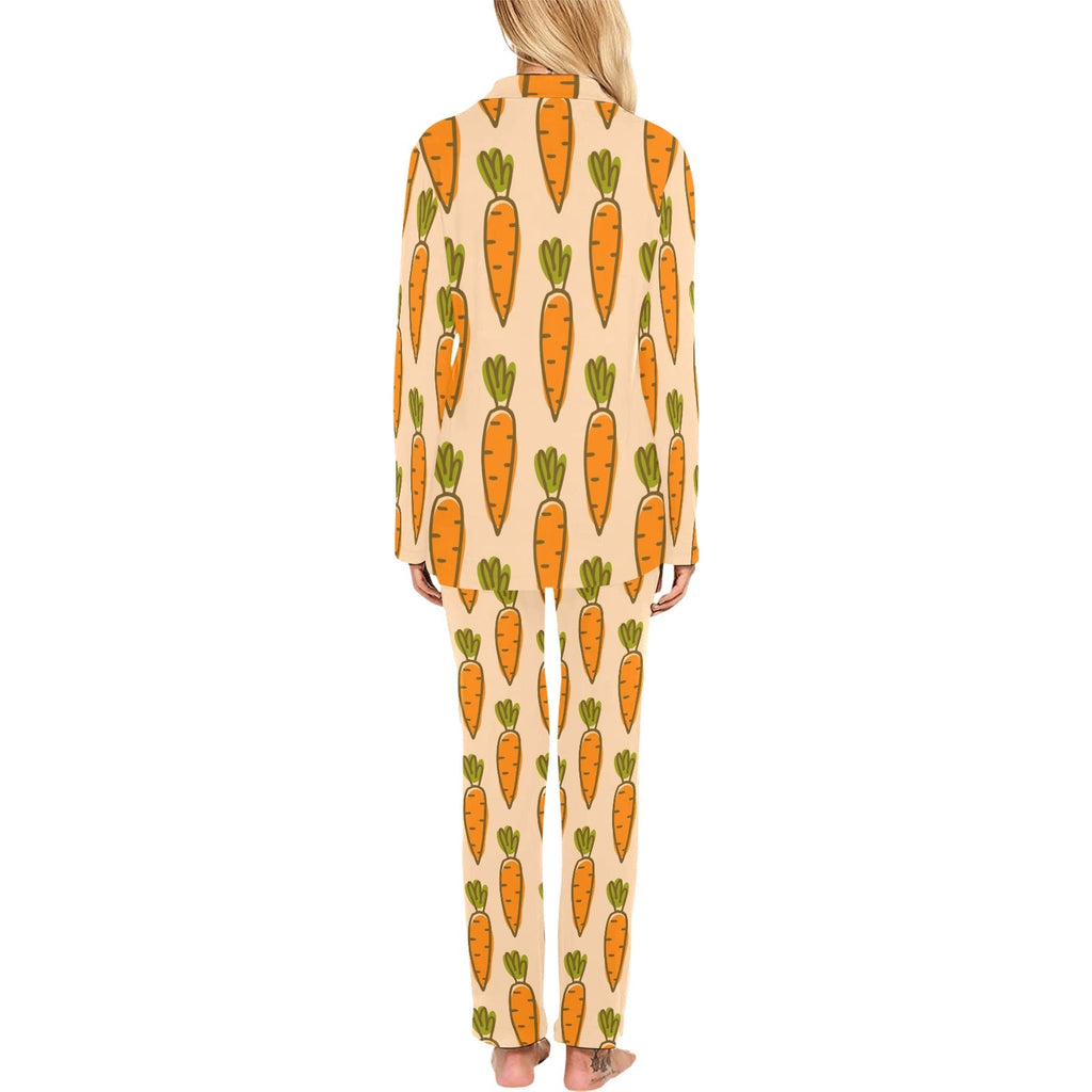 Carrot Pattern Print Design 04 Women's Long Pajama Set