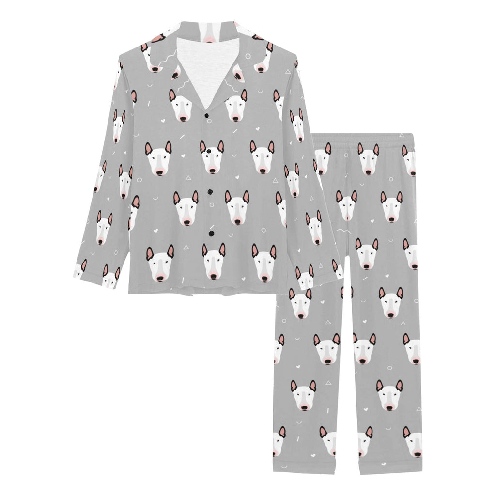 Bull Terrier Pattern Print Design 05 Women's Long Pajama Set