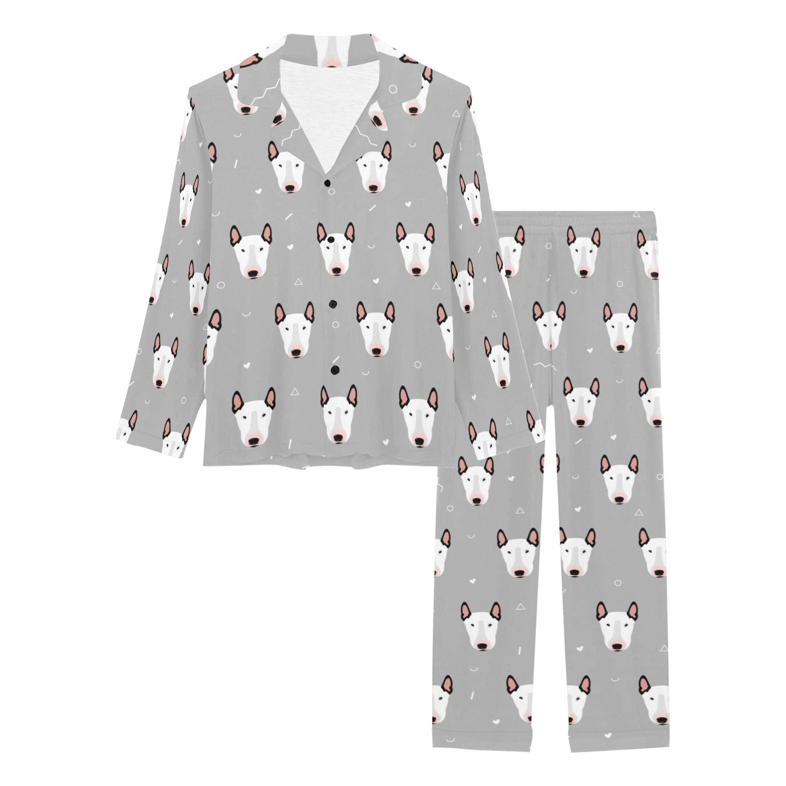 Bull Terrier Pattern Print Design 05 Women's Long Pajama Set