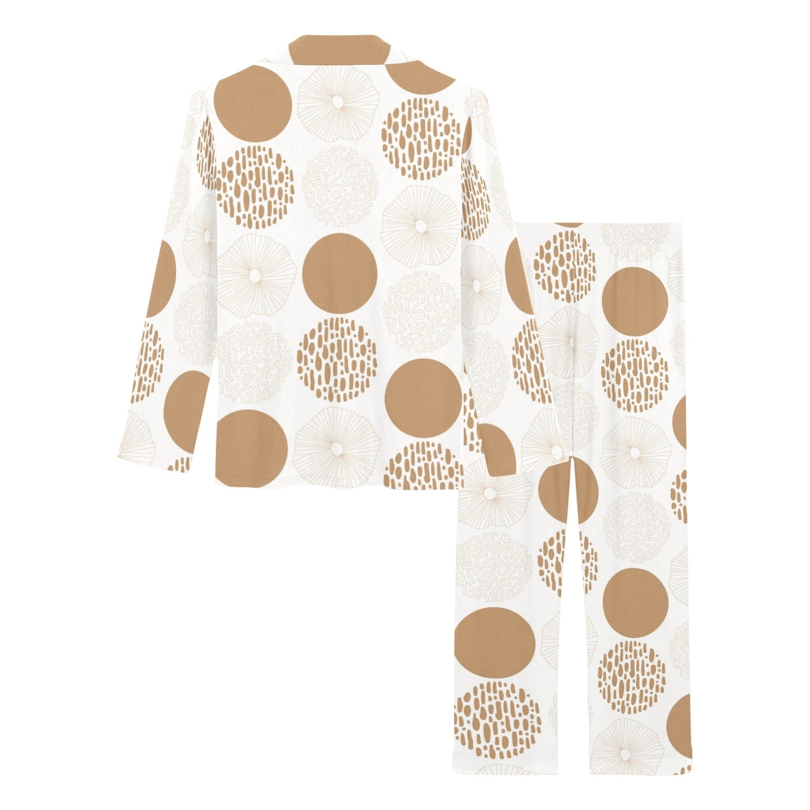 Gold Texture mushroom pattern Women's Long Pajama Set