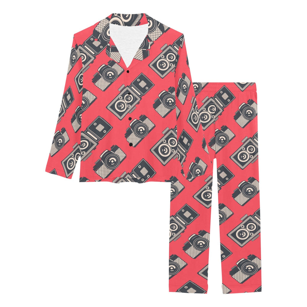 Camera Pattern Print Design 05 Women's Long Pajama Set