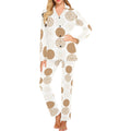 Gold Texture mushroom pattern Women's Long Pajama Set