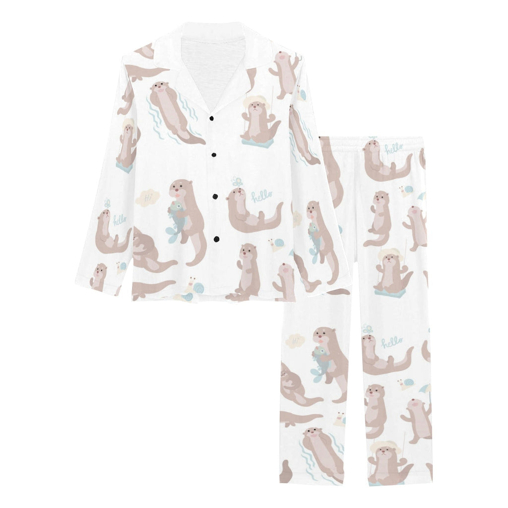 Cute sea otters pattern Women's Long Pajama Set