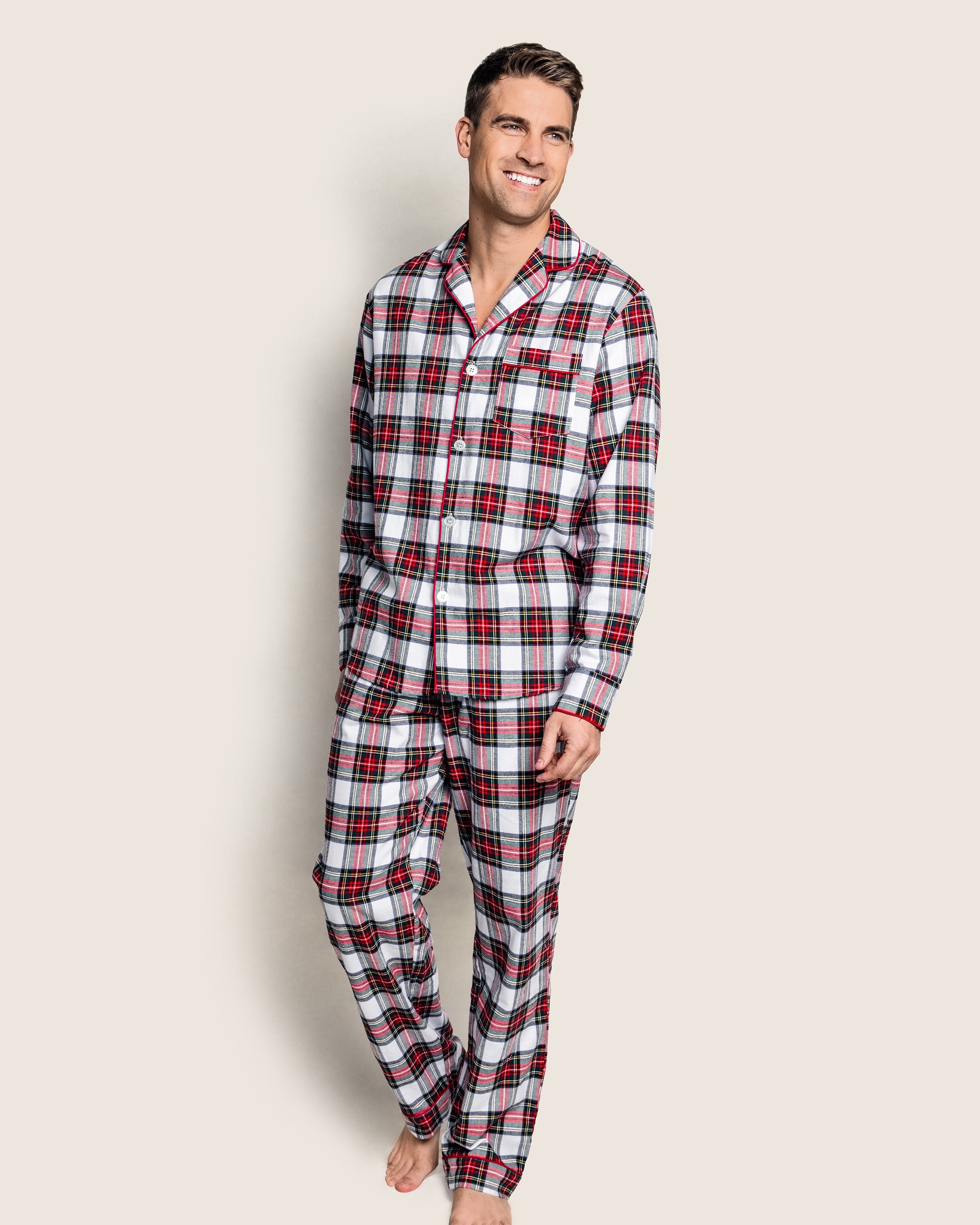 Men's Brushed Twill Pajama Set in Balmoral Tartan