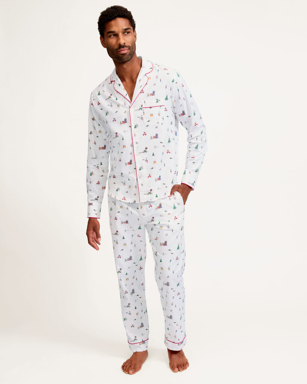 Men's Twill Pajama Set in Holiday Town