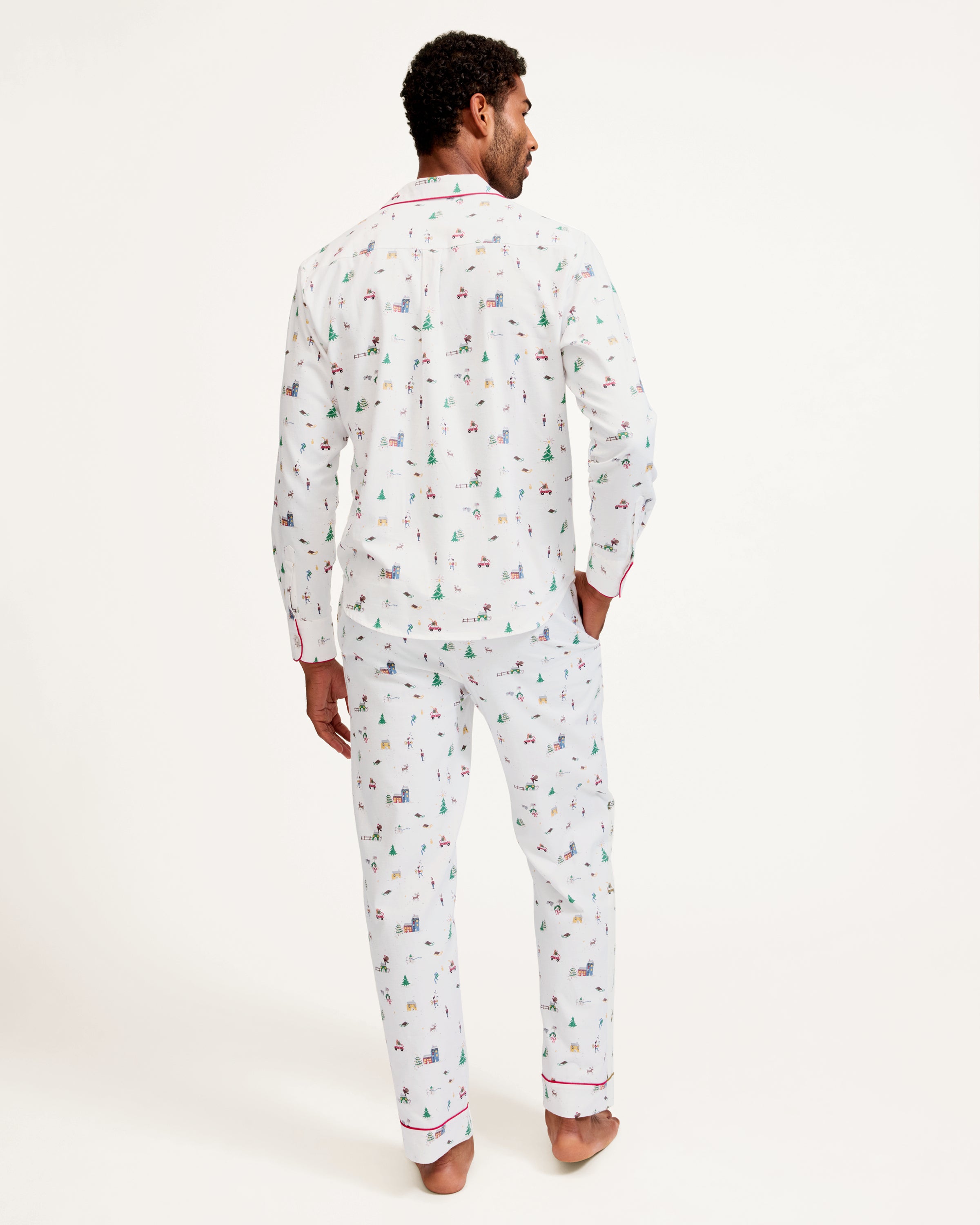 Men's Twill Pajama Set in Holiday Town