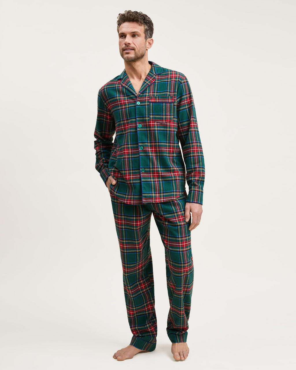 Men's Brushed Twill Pajama Set in Kensington Tartan