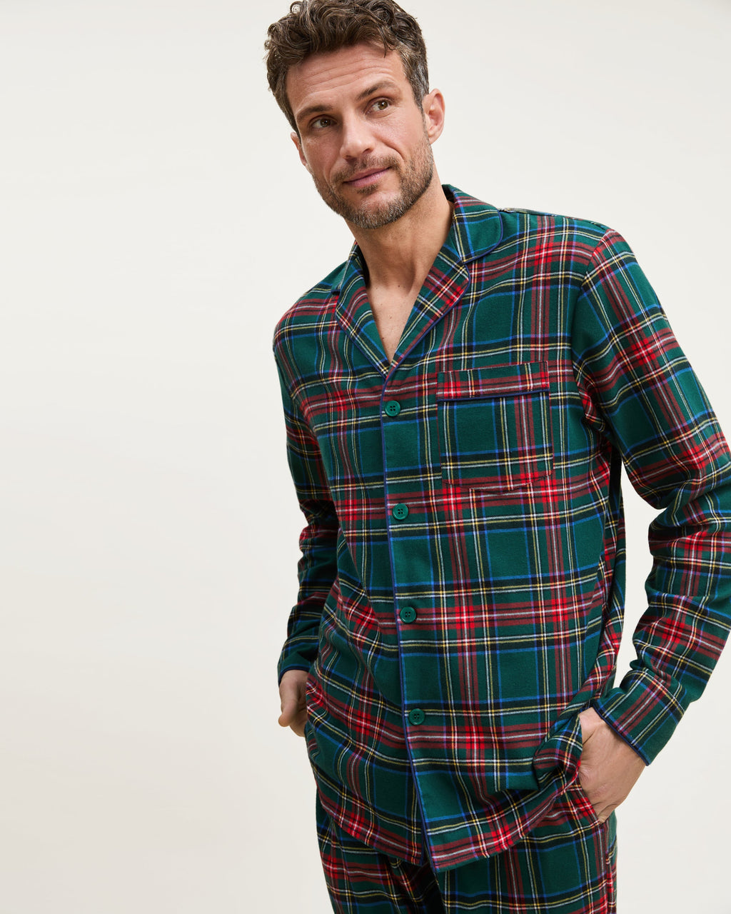Men's Brushed Twill Pajama Set in Kensington Tartan