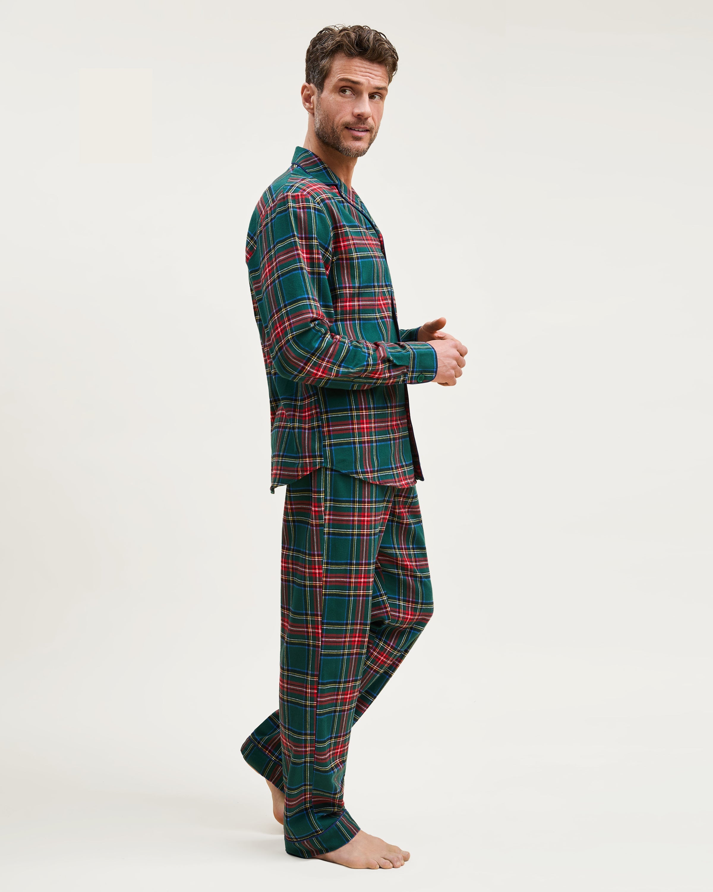 Men's Brushed Twill Pajama Set in Kensington Tartan