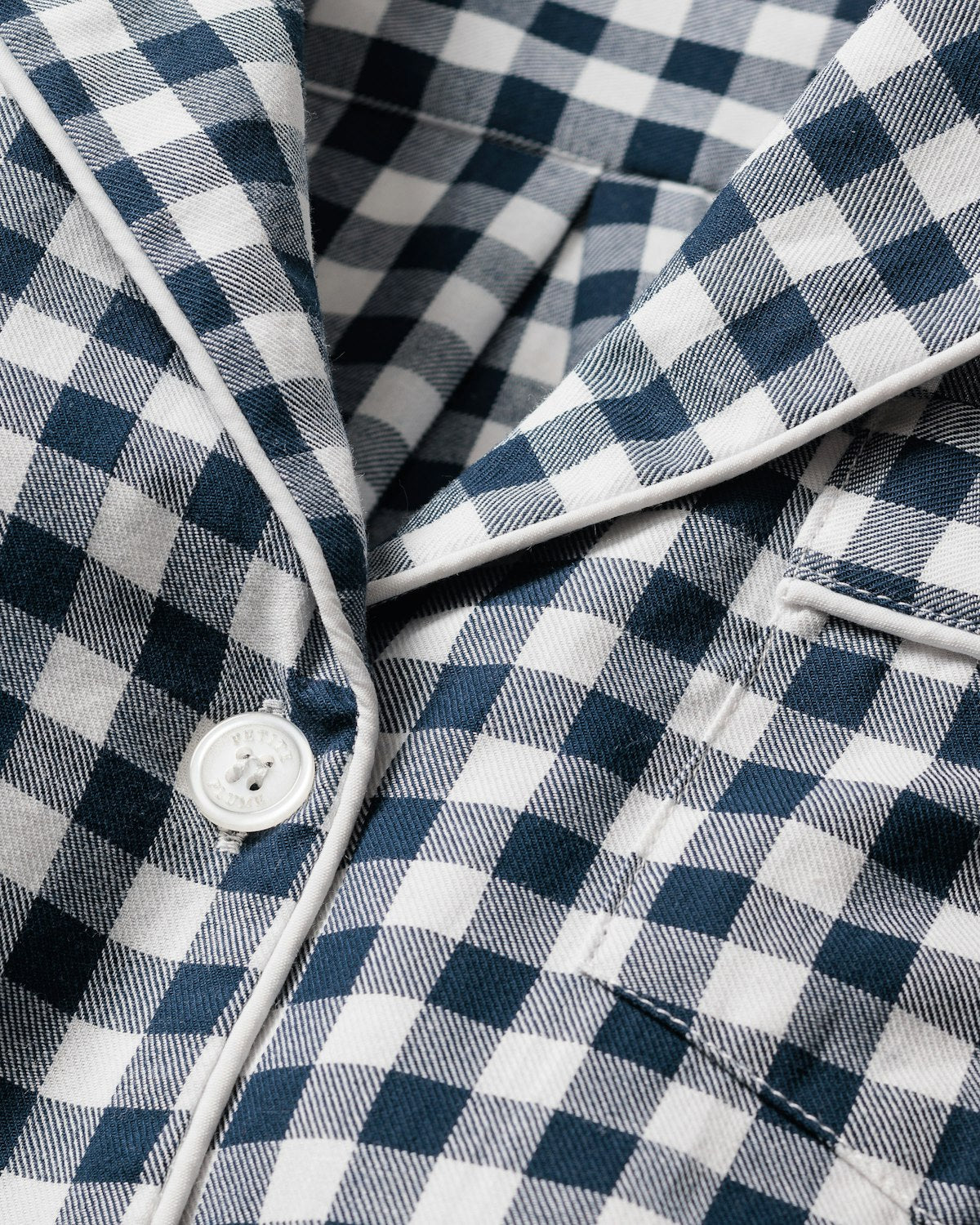 Men's Twill Pajama Set in Navy Gingham