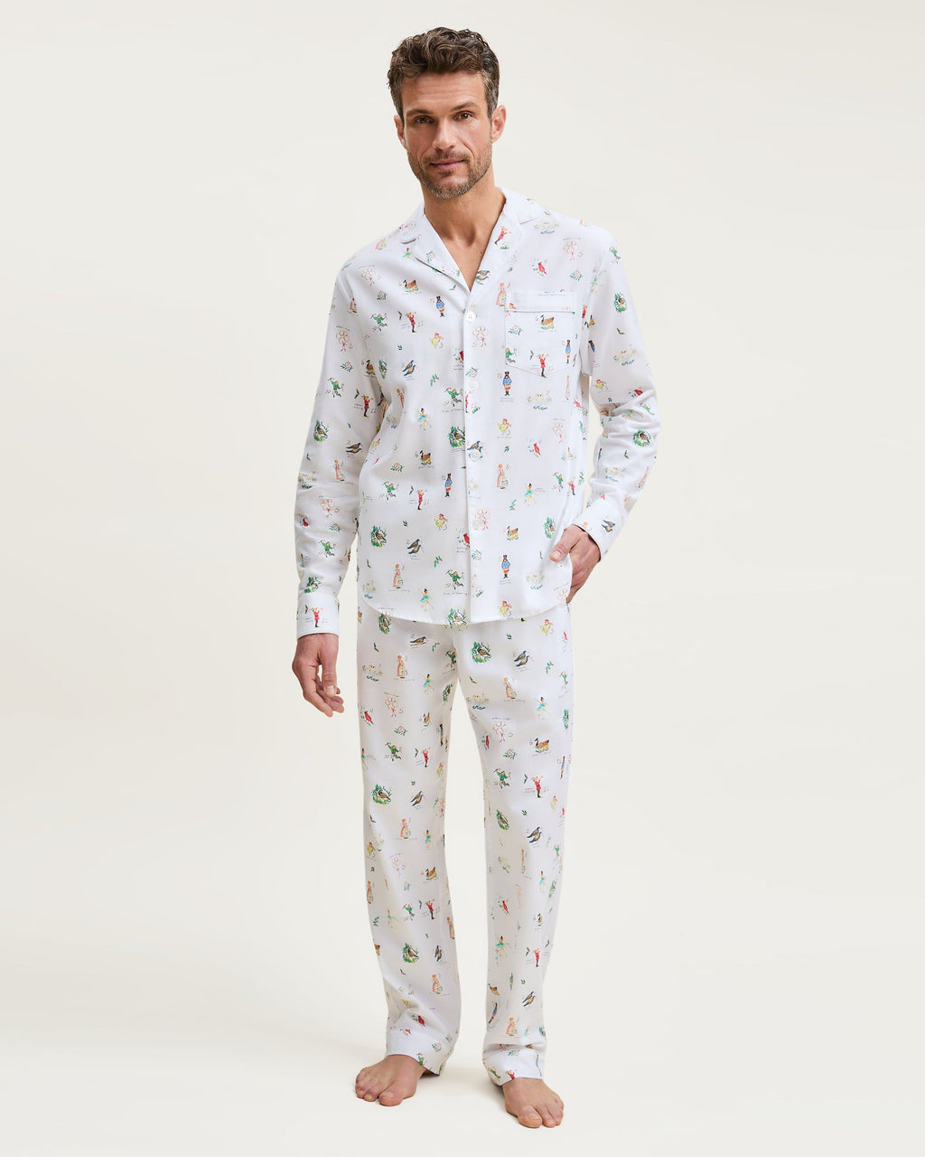 Men's Twill Pajama Set in 12 Days of Christmas