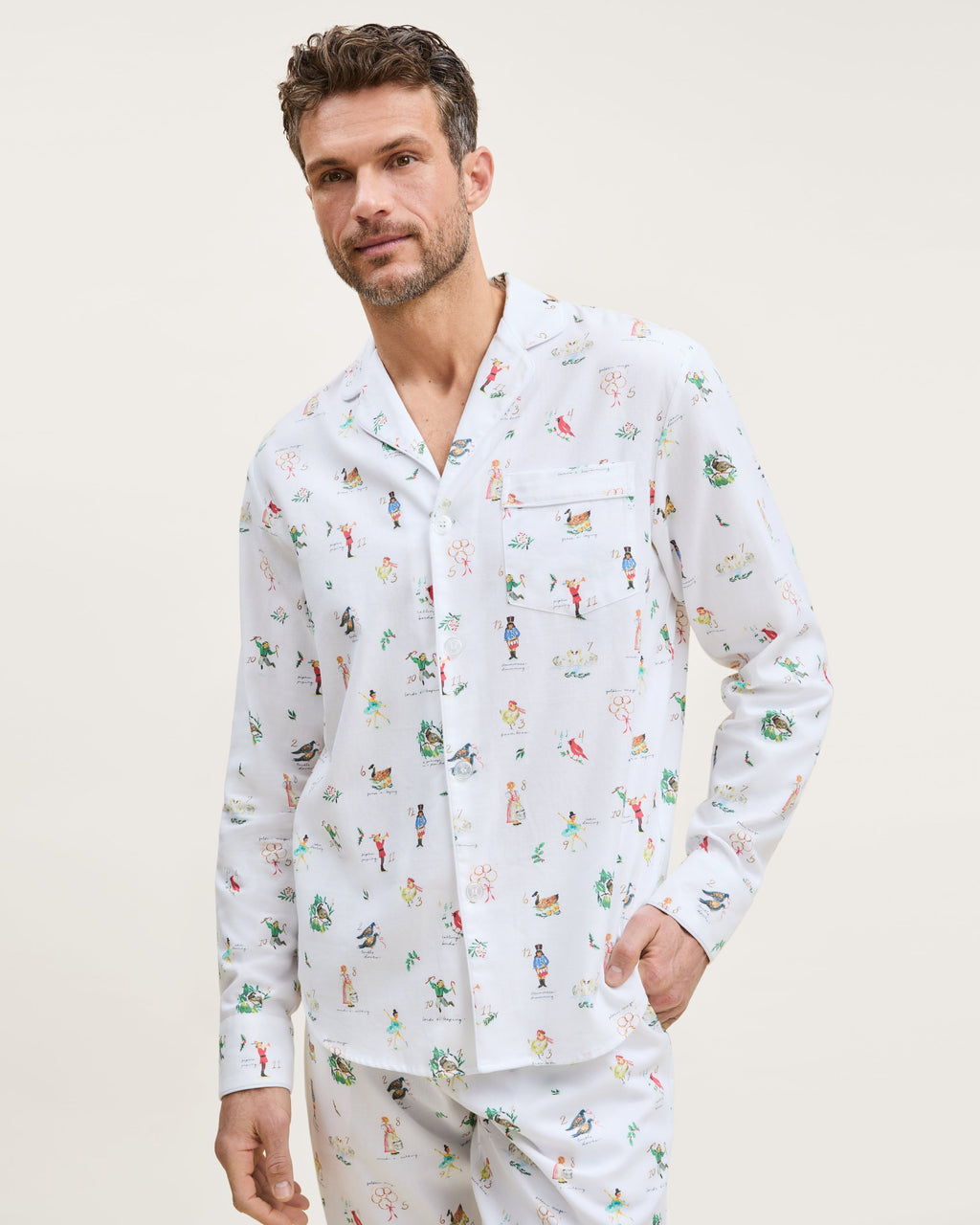 Men's Twill Pajama Set in 12 Days of Christmas