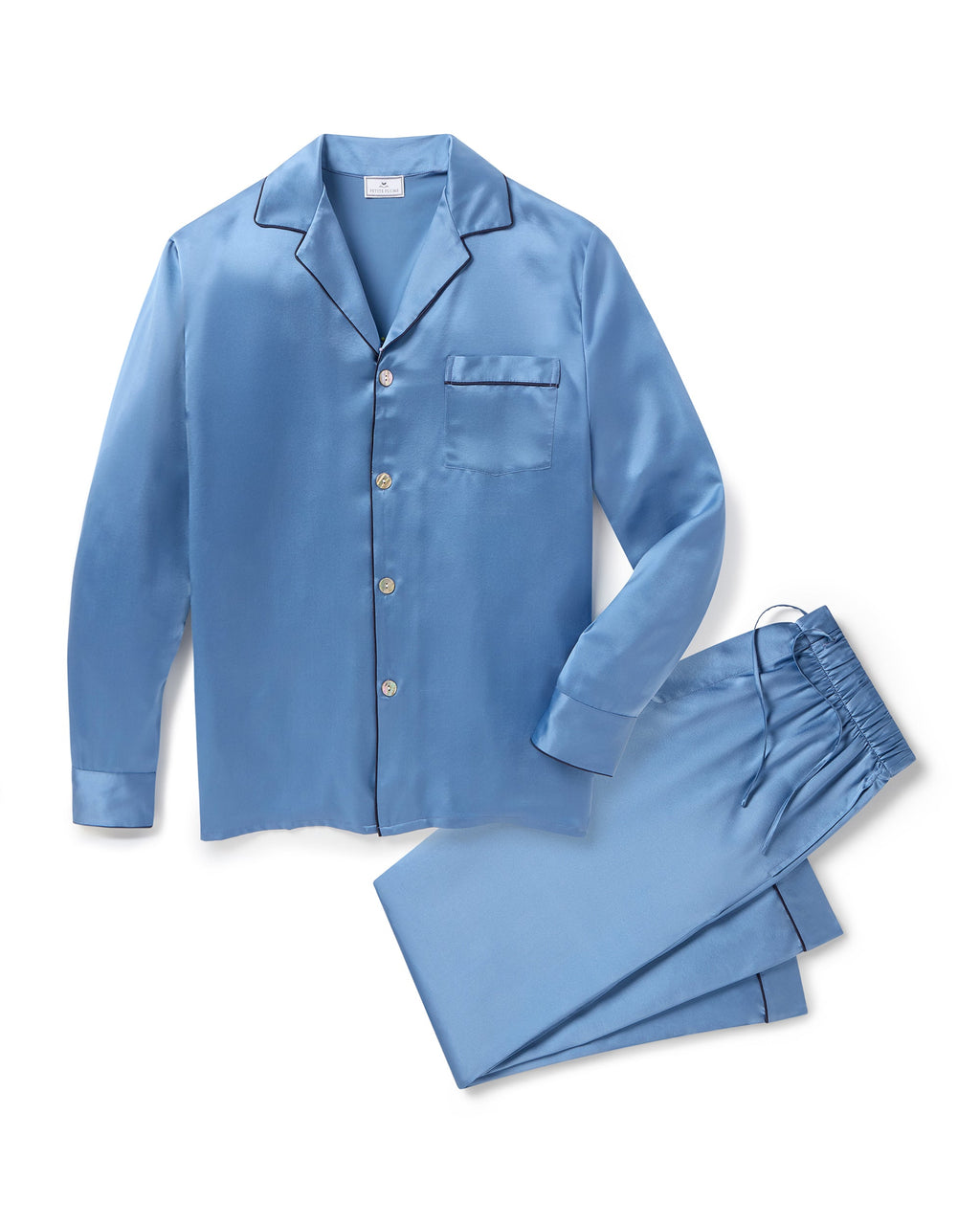 Men's Silk Pajama Set in Mystique Blue