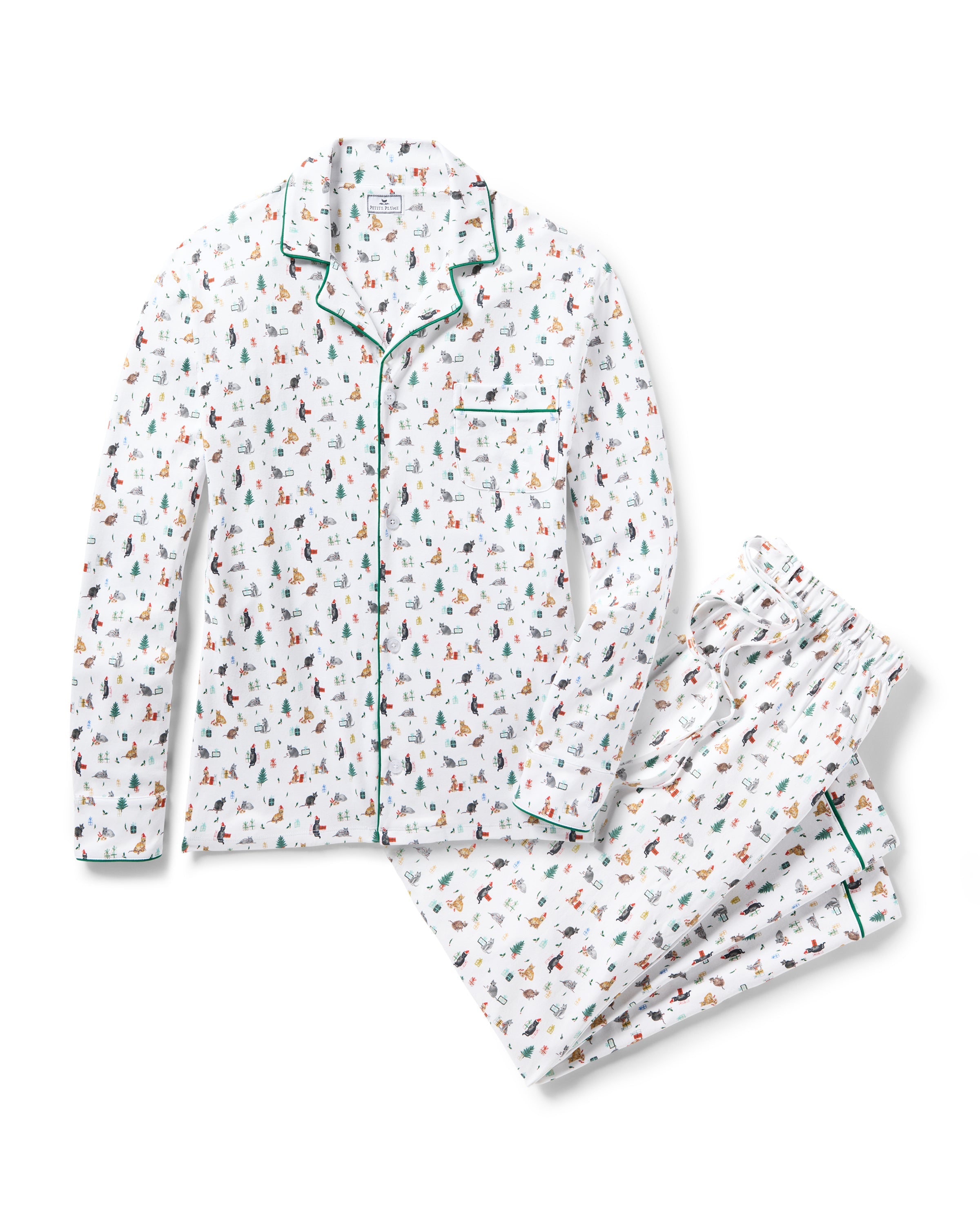 Men's Pima Pajama Set in Merry Meow