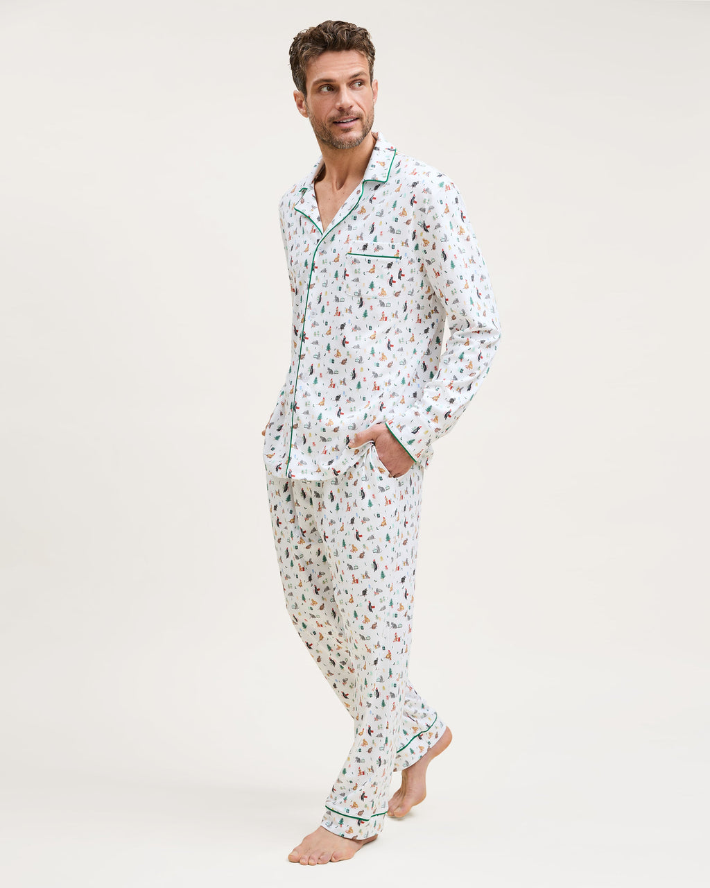 Men's Pima Pajama Set in Merry Meow