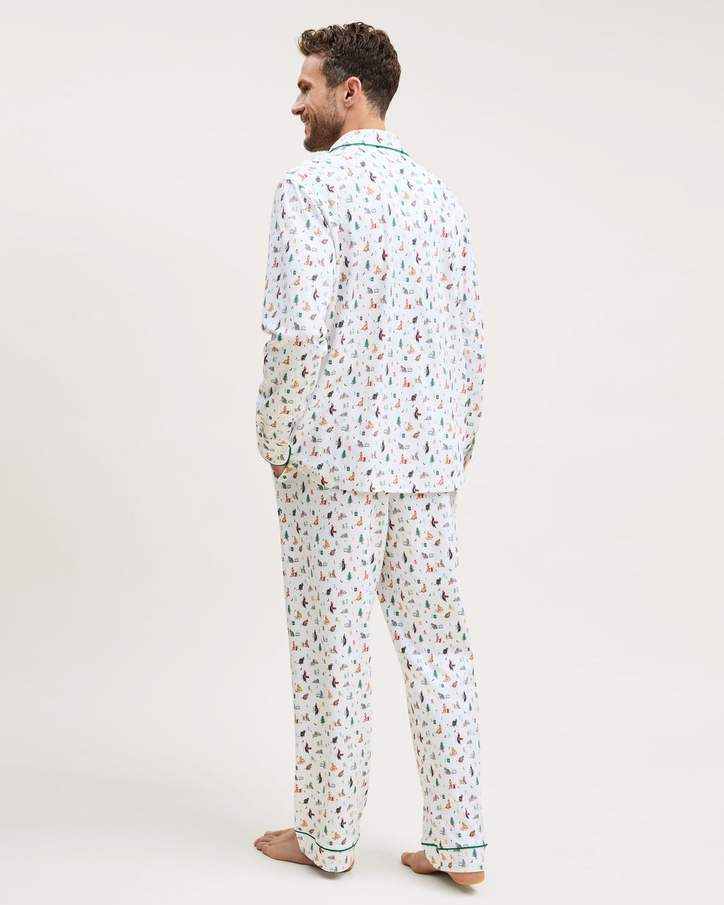 Men's Pima Pajama Set in Merry Meow