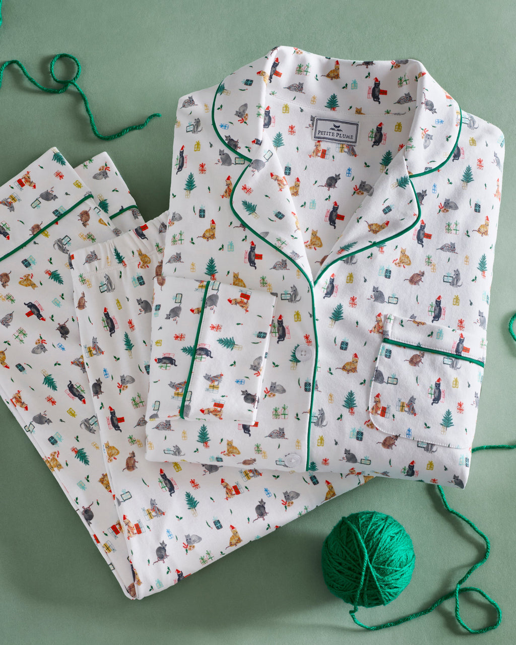 Men's Pima Pajama Set in Merry Meow