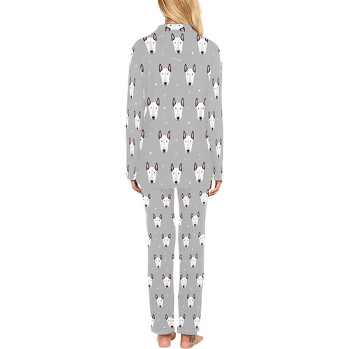 Bull Terrier Pattern Print Design 05 Women's Long Pajama Set