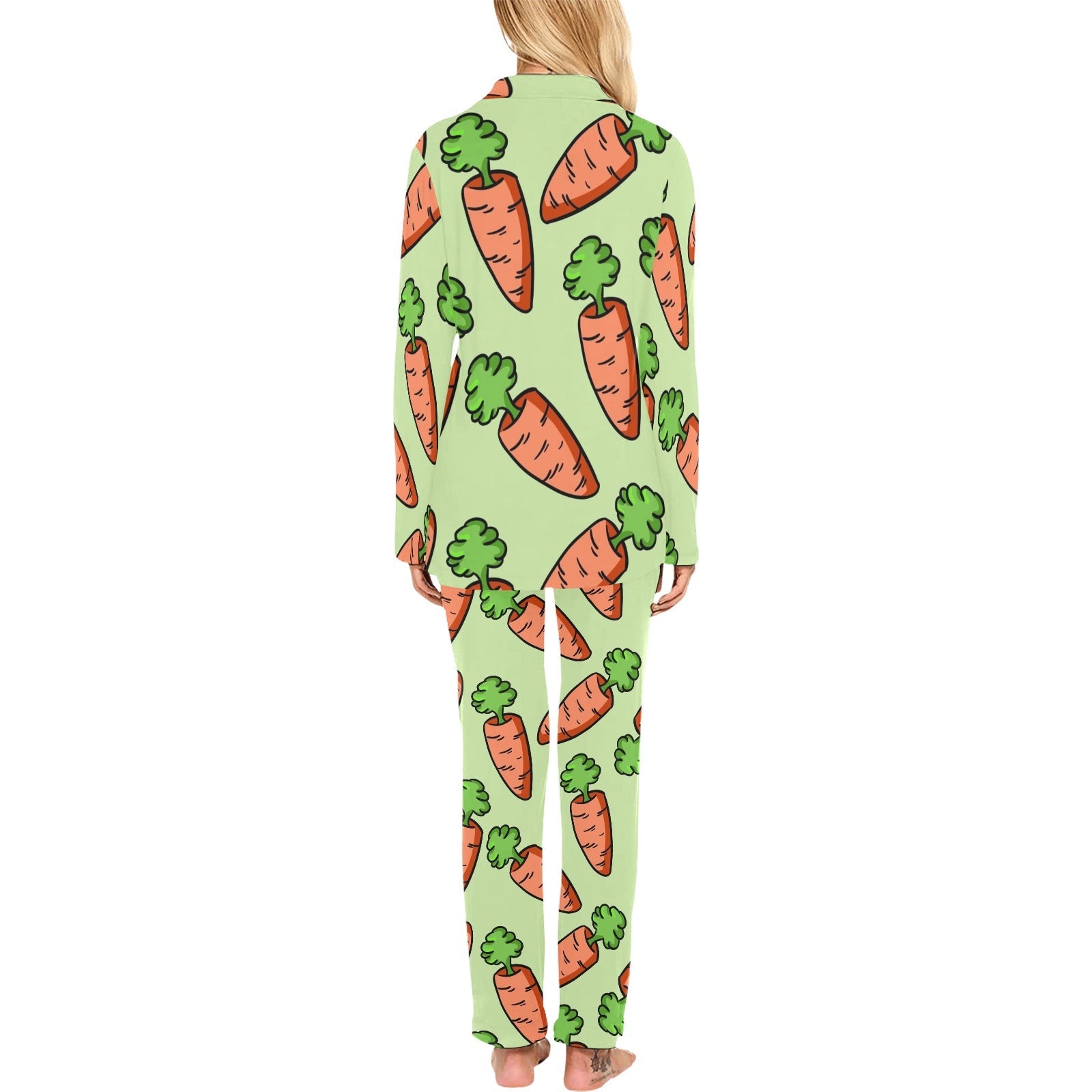 Carrot Pattern Print Design 05 Women's Long Pajama Set
