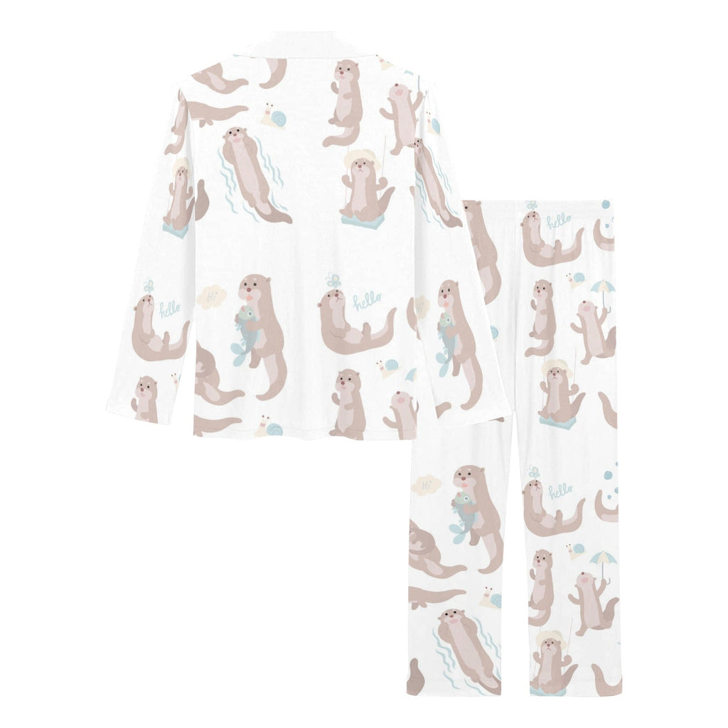 Cute sea otters pattern Women's Long Pajama Set