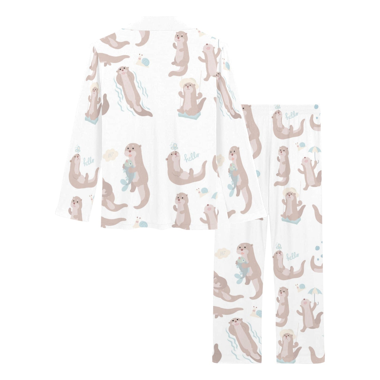 Cute sea otters pattern Women's Long Pajama Set